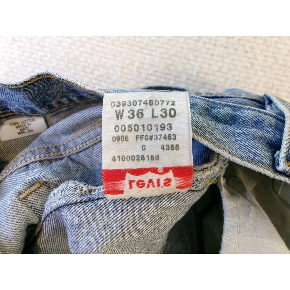 Levi's Mens 36x30 501‎ Original Straight Leg Jeans Medium Wash Button Fly Denim
